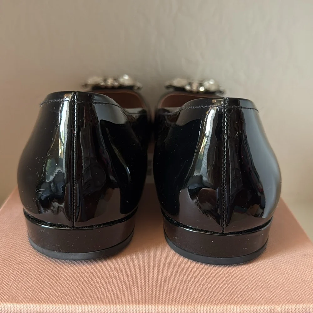 Miu Miu Crystal Black Patent Ballet Flats size 41